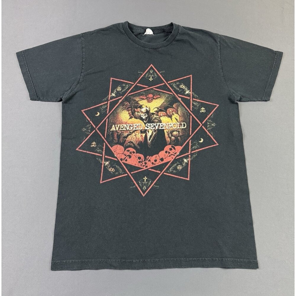 Rare Vintage Y2K Avenged Sevenfold Heavy Metal Band Star Skull Skeleton Wings T